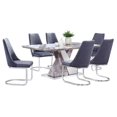thumbnail image 1 of Faux White Marble Dining Set with Chairs and Silver Stainless Steel, 1 of 8