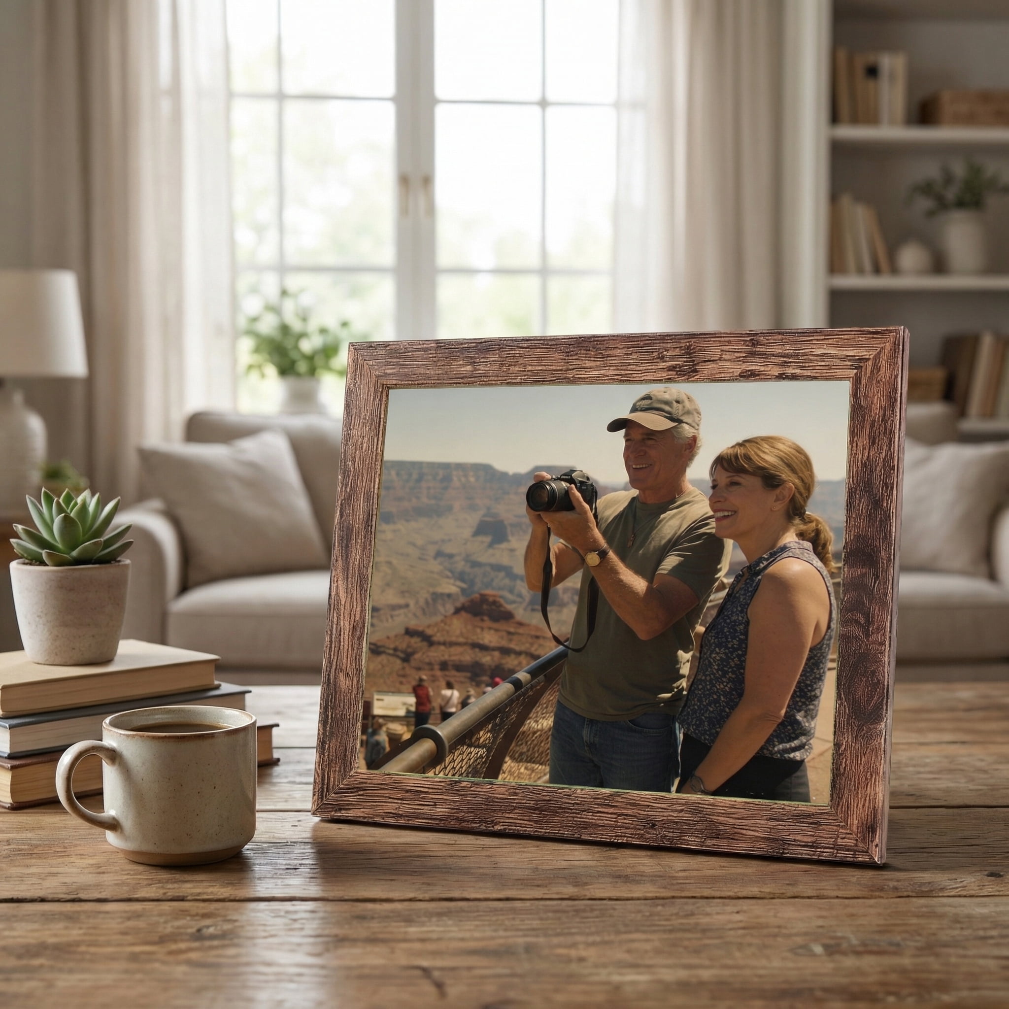 8x10 Picture Frame Set of 7, Rustic Brown Photo Frames for Wall or Tabletop