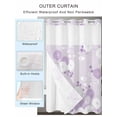 thumbnail image 4 of No Hook Shower Curtain with Snap-in Liner, Purple White Floral Waterproof Fabric Bathroom Curtains, Spring Botanical Leaves Farmhouse Bath Curtains & Mesh Top Window Narrow 36"x78", 4 of 9