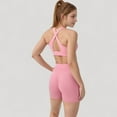 thumbnail image 5 of Women's Twist Front Sports Bra with Keyhole Cutout and Wide Shoulder Straps - Small, Pink, 5 of 7