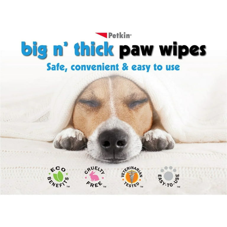 Petkin Big N Thick Paw Wipes 100 Count
