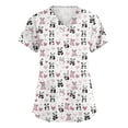 thumbnail image 2 of Resicozy Valentine Scrub Tops for Women Plus Size Fashion Printed V Neck Short Sleeve Shirt Nursing Uniform with Pockets Blue 2XL, 2 of 5