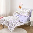 thumbnail image 2 of AllWays Plaza - Floral Toddler Bedding Set for Girls, Cute Colorful Botanical Flowers, 4 Pieces Soft Crib Bed Set Including Comforter, Sheets and Pillowcase, Purple White, 2 of 14