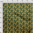 thumbnail image 3 of oneOonePolyesterSpandexMustardYellowFabricTropicalLeafWithAnimalDressMaterialFabricPrintFabricByTheYard56InchWide, 3 of 4