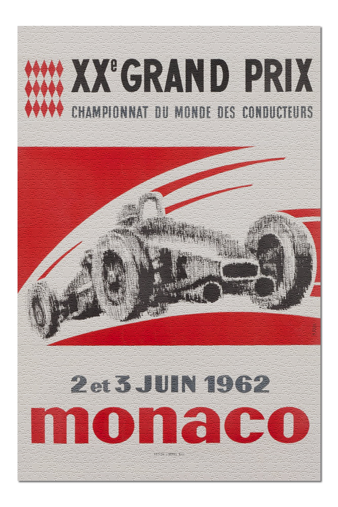 1934 Monaco Grand Prix Vintage Style Red Race Car Poster 24x36 