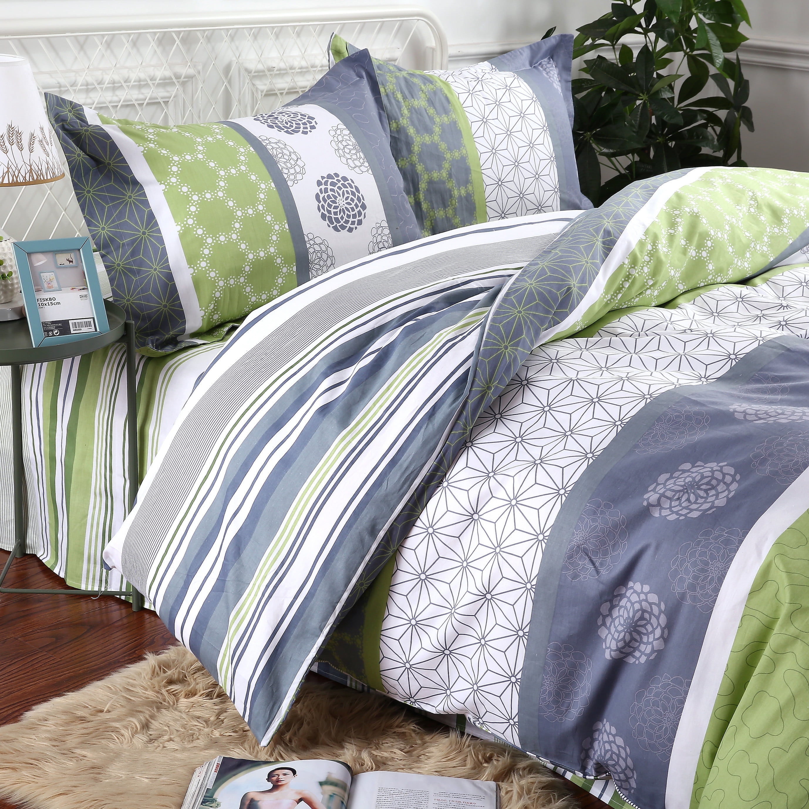 Swanson Beddings Serene 3-Piece 100% Cotton Bedding Set: Duvet Cover and Two Pillow Shams (King) (Comforter is NOT included)