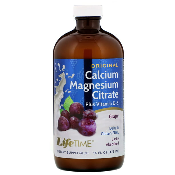 LifeTime Vitamins Original, Calcium Magnesium Citrate Plus Vitamin D3, Grape, 16 fl oz (473 ml