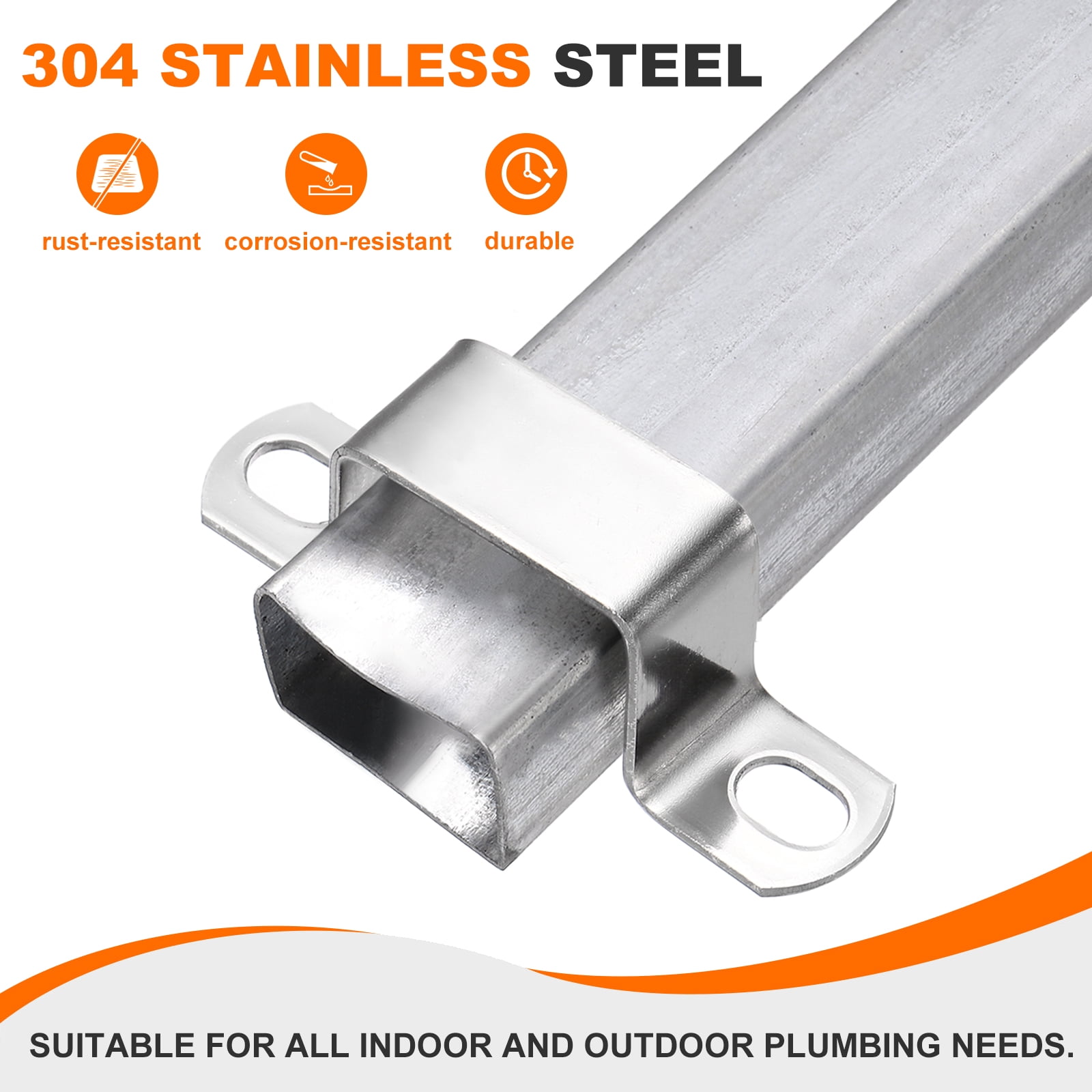 5pack Square Pipe Clamp 60x60mm 304 Stainless Steel Tube Buckle, Silver