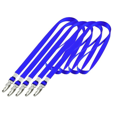 Other Names For Polyester Unique Bargains 5pcs Spring Loaded Gate Blue Polyester ID Name Badge Card Holder Neck Strap ()