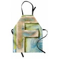 thumbnail image 1 of Letter F Apron Damaged Worn Uppercase F Printing Symbol Antique Letterpress Block Typeface, Unisex Kitchen Bib Apron with Adjustable Neck for Cooking Baking Gardening, Green Blue Tan, by Ambesonne, 1 of 3