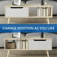 thumbnail image 6 of Cozy Castle Modern Coffee Table  Wooden Console Table 2 Tier with Open Storage Shelf and 1 Drawer  Easy Assembly Minimalist Hallway Table  Mid Century Modern Coffee Table for Living Room, 6 of 7