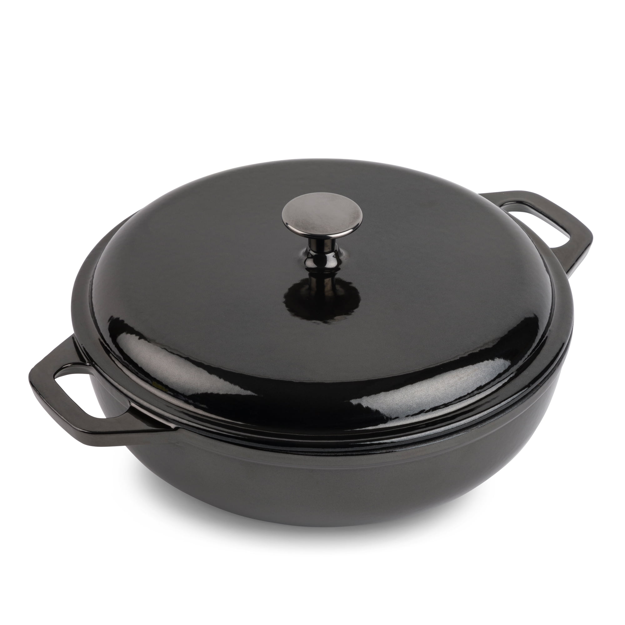 Thyme & Table 5.2 QT Enameled Cast Iron Braiser, Black