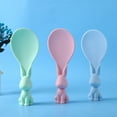 thumbnail image 1 of Cuchara de paleta de arroz antiadherente para cocina, pala con forma de conejo de pie, cuchara para cenar, juego de 3 uds.-azul, rosa, verde, 1 of 5