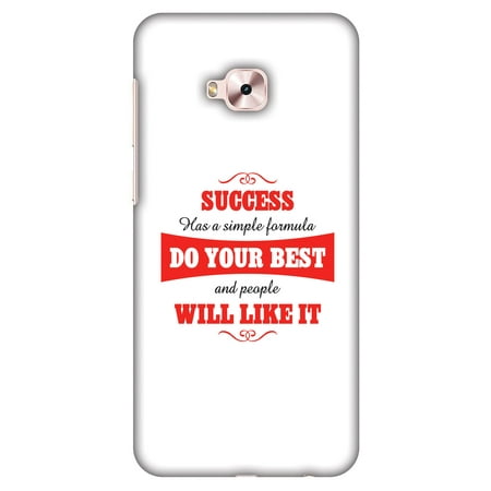 Asus ZenFone 4 Selfie Pro ZD552KL Case - Success Do Your Best, Hard Plastic Back Cover. Slim Profile Cute Printed Designer Snap on Case with Screen Cleaning