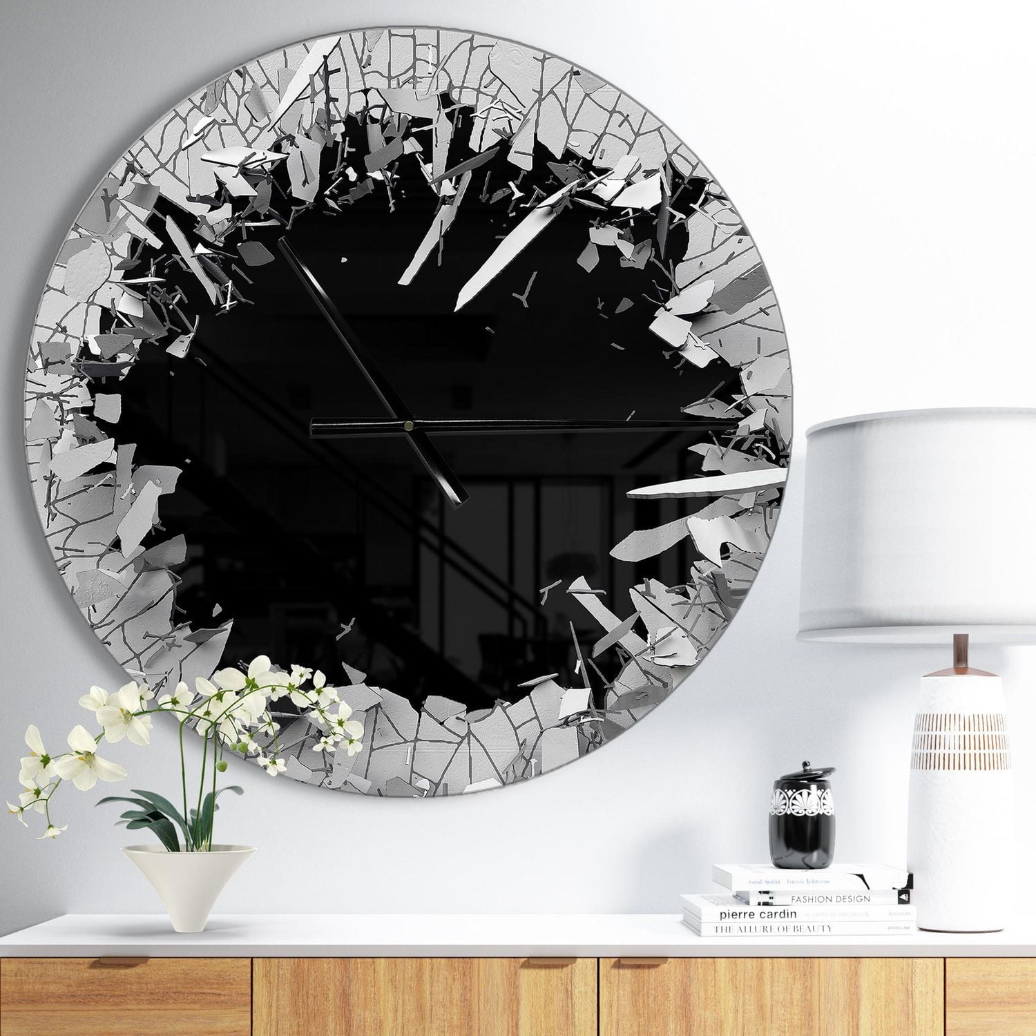 Designart 'Abstract Broken Wall 3D Design ' Modern wall clock