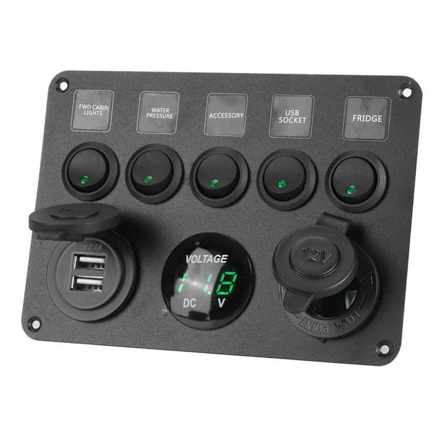 Rocker Switch Panel Car Toggle Panel Overload for Yacht for Ship for Truck for Caravan for 12V and 24V Vehicle