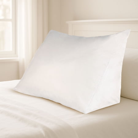 Wedge Pillow – Down Alternate Back Pillow with Removable Cover for Easy Cleaning – For Reading, Acid Reflux, and More by Lavish Home (White)