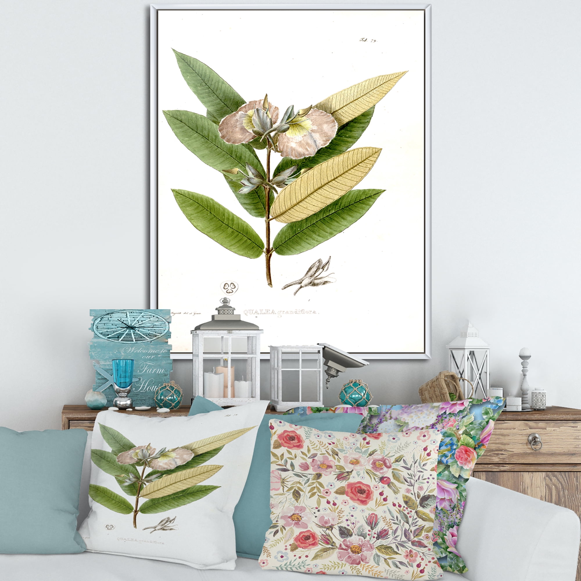 Ancient Blossoming Flower II 12 in x 20 in Framed Painting Canvas Art Print, by Designart