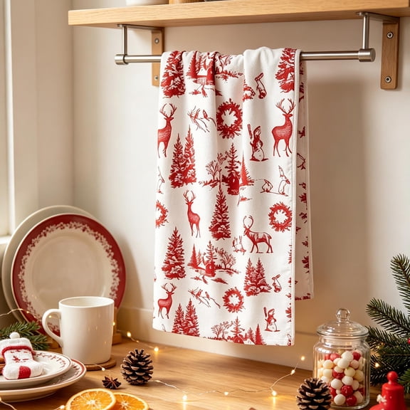 Tyidzon Christmas Kitchen Towel, 15.8 x 23.6 in Absorbent Dish Cloth for Drying Dishes, Wiping Kitchen Counters and Home Decor