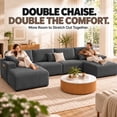 thumbnail image 3 of DTTRA 130" U-Shaped Boneless Modular Sectional Sofa with Double Chaise, 6 Seats, Corduroy, Black, 3 of 8