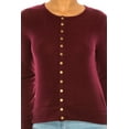 thumbnail image 5 of Women's Solid Long Sleeve Crew Neck Snap Button Soft Sweater Cardigan, 5 of 6
