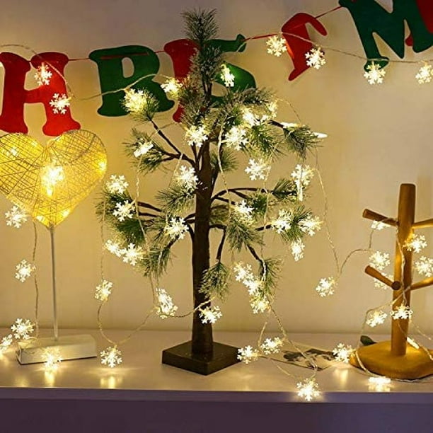 Guirlande lumineuse de Noël avec flocons de neige, 19 flocons et 96  ampoules, décoration de Noël