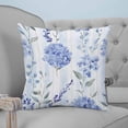 thumbnail image 4 of 24x24 Pillow Covers Set of 2, Hydrangea Leaves Throw Pillow Covers Decorative Couch Cushion Case, Blue Striped Botanical Floral Microfiber Square Pillowcases for Bedroom Car Living Room, 4 of 7