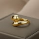 thumbnail image 2 of Anillos de cuentas de doble bola lisas de acero inoxidable para mujer, anillos de pareja de boda geométricos de Color dorado abierto, regalo de joyería estética Tan Jianjun unisex, 2 of 2