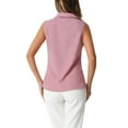 thumbnail image 3 of INSPIRE CHIC Women's Button Down Shirt Sleeveless Lapel V Neck Tunic Chambray Denim Top L Pink, 3 of 6