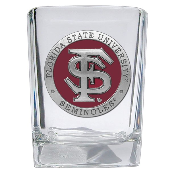 Heritage Pewter Vaso de chupito cuadrado de la Universidad Estatal de Florida | Vaso de chupito esculpido a mano de 1,5 onzas | Incrustaciones Alma Mater de peltre y metal elaboradas intrincadamente