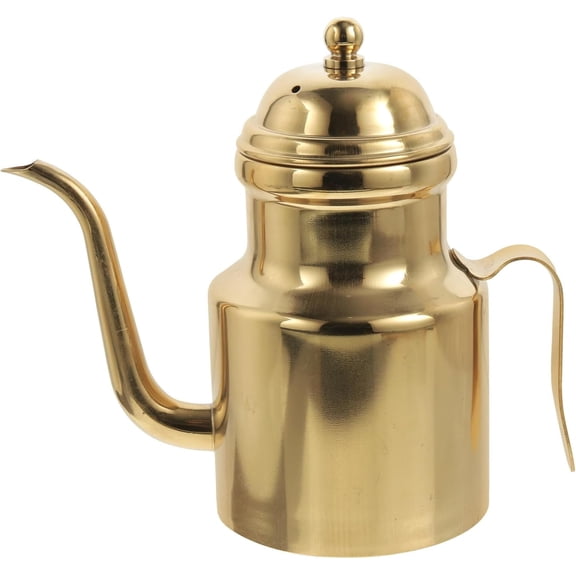 ABCISI Stainless Olive Oil & Vinegar Dispenser with Drip Free Spout, Multipurpose Sauce Container with Handle for Kitchen Restaurant Cooking BBQ, Golden