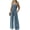 Blue, variant on Women's Casual Loose Overalls Jumpsuits One Piece Sleeveless Printed Wide Leg Long Pant Rompers With Pockets