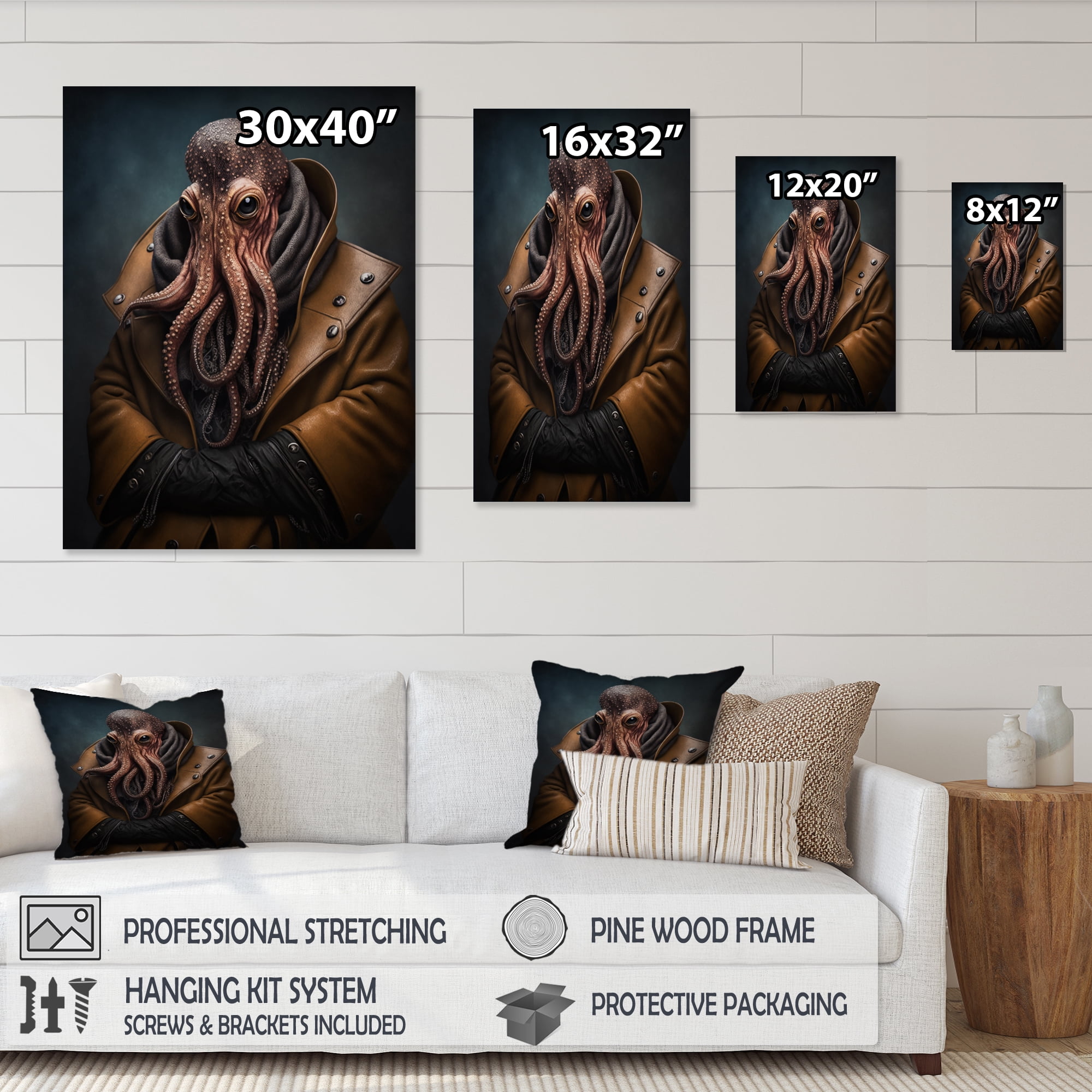 Designart Anthropomorphic Of Octopus Portrait I Canvas Wall Art