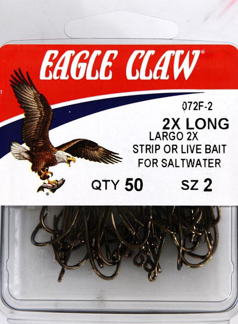 Eagle Claw 072AH-2 2X Long Shank Offset Hook, Bronze, Size 2