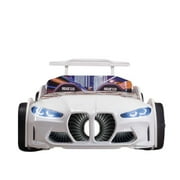 GTX Twin Race Car Bed with LED Lights & Sound FX, Kids Racing Bedroom Furniture