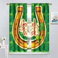 thumbnail image 4 of St. Patrick''s Day Blackout Curtain,Lucky Shamrock Leaf Horseshoe Festival Theme Home Fabric Window Rod Pocket Curtains for Living Room Kitchen Bathroom,Set of 2 Panel W42xL63in, 4 of 6