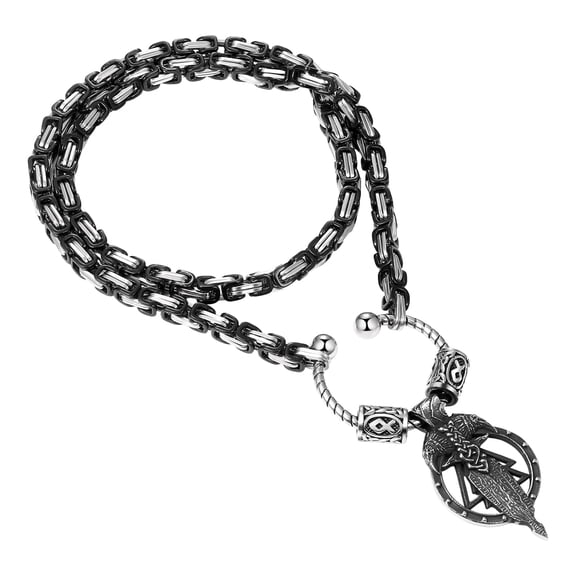 Avaner Viking Necklace for Men: Silver Tone Vintage Stainless Steel Pendant Necklaces Norse Amulet Jewelry Gifts for Men and Women