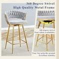 thumbnail image 5 of Set of 4 Swivel Bar Stools with Breathable Cotton and Linen Soft Cushions, Electroplated Metal Frames without Rust, Suitable for Restaurant and Bar Use (Gray), 5 of 12