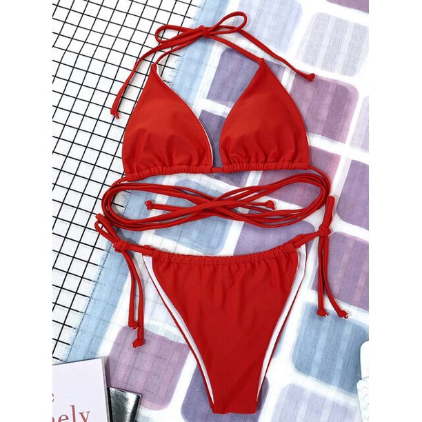 QWZNZGR Bandage Bikinis Sexy Thong Swimsuit Women Swimwear 2023 Push Up