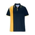 thumbnail image 4 of Men's Casual Business Color Block Striped Polo Shirts Lapel Golf Basic Henley Shirts Office Workwear Top, 4 of 5