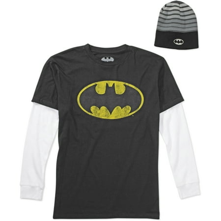 Batman - Big Men's Hangdown Tee with Beanie, Size 2XL