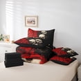 thumbnail image 6 of Homewish Hipple Sugar Skull 7-Piece King Bedding,Halloween Romantic Rose King Bed in a Bag,Red Black,Black Reversible, 6 of 8