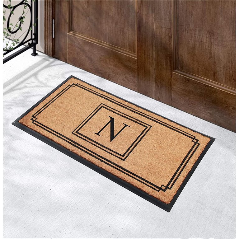 A1hc Natural Coir & Rubber Doormat, Thick Durable Doormats for Outdoor Entrance, Heavy Duty - 24 x 39 - Beige/Black