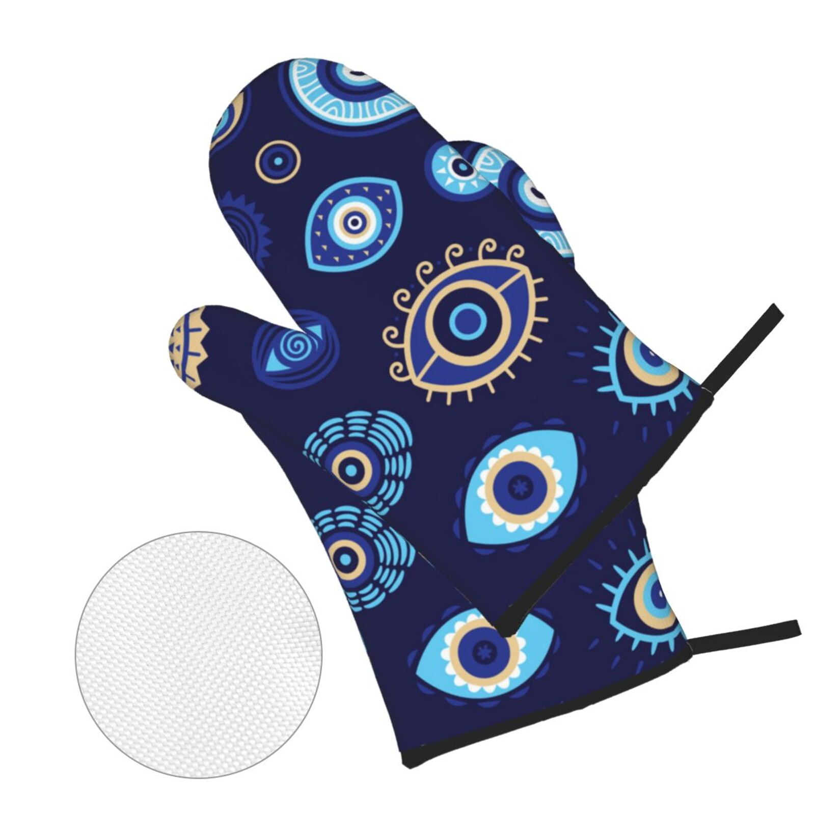Magic Evil Eyes 4Pcs Oven Mitts and Pot Holders Sets Oven Kitchen Gloves Hot Pads for Cooking BBQ Baking Grilling