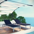 thumbnail image 2 of Modway Shore Chaise with Cushions Outdoor Patio Aluminum Set of 2 in Silver Navy, 2 of 7