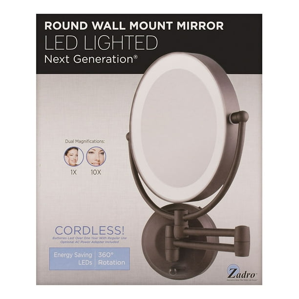 Zadro Bright Led Lighted Luminous Wall Mount Mirror 1x 10x Model No Ledw810 Oil Rubbed Bronze Com Zadro Bright Led Lighted Luminous Wall, Zadro Wall Mount Mirror Bronze