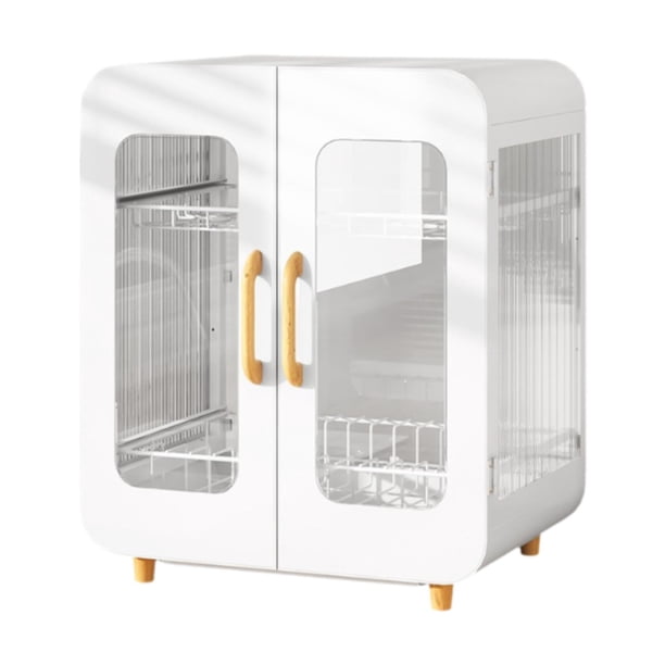 Escurreplatos a prueba de polvo, organizador de escritorio para cocina, cubiertos, mesa doméstica blanco