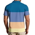 thumbnail image 6 of Garbnen Polo Shirts for Men Short Sleeve Striped Color Block Collared Henley Shirts for Men Lightweight Breathable Casual Summer Beach Vacation Golf Shirt Men Blue 4XL, 6 of 7