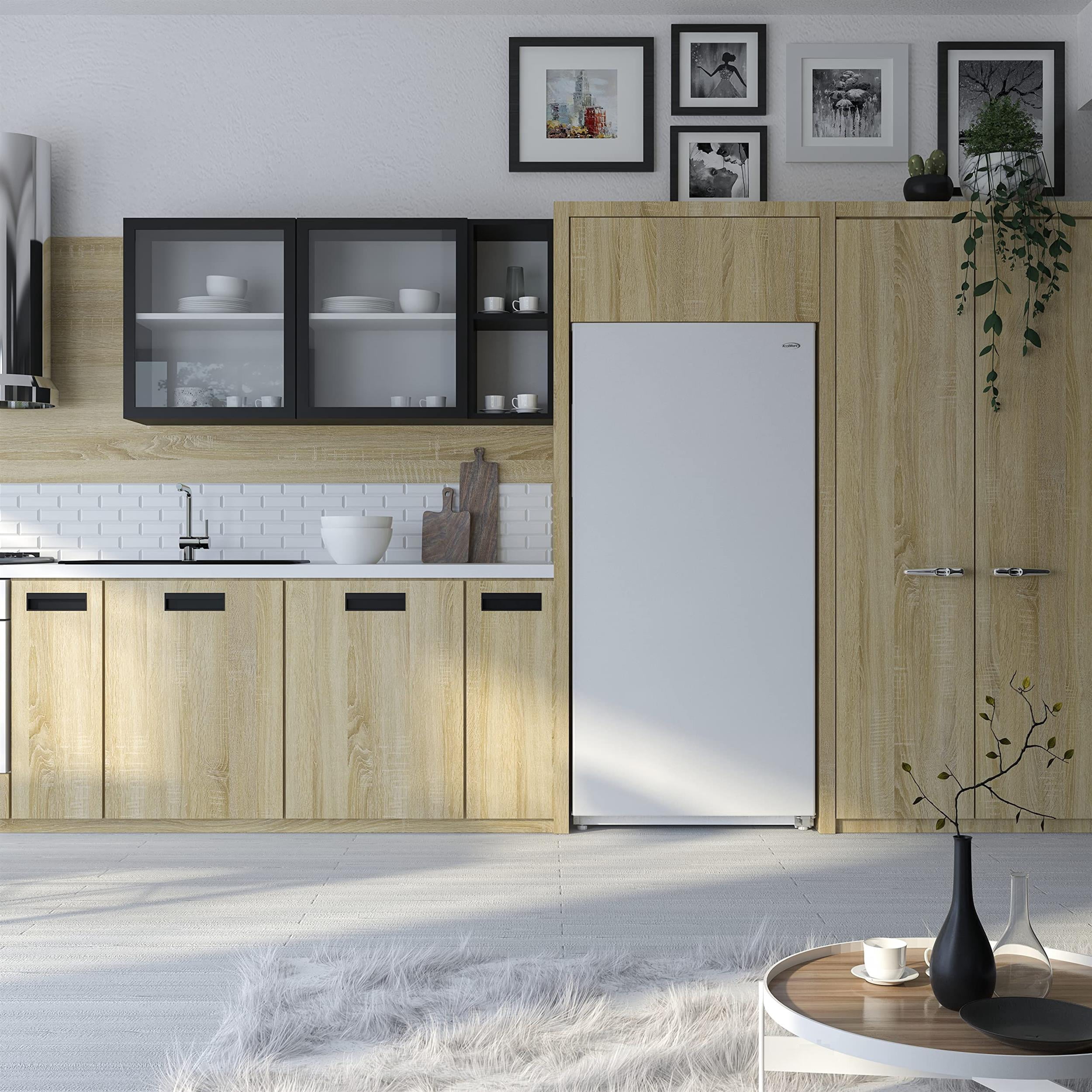 Pemberly Row Contemporary 17 Cu. Ft Upright Freezer in White.