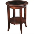thumbnail image 1 of Leick Furniture Solid Wood Round Glass Top End Table in Chocolate Oak, 1 of 5